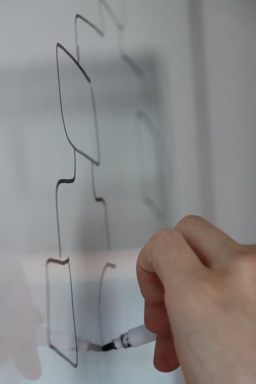 Hand drawing automation flowchart on whiteboard